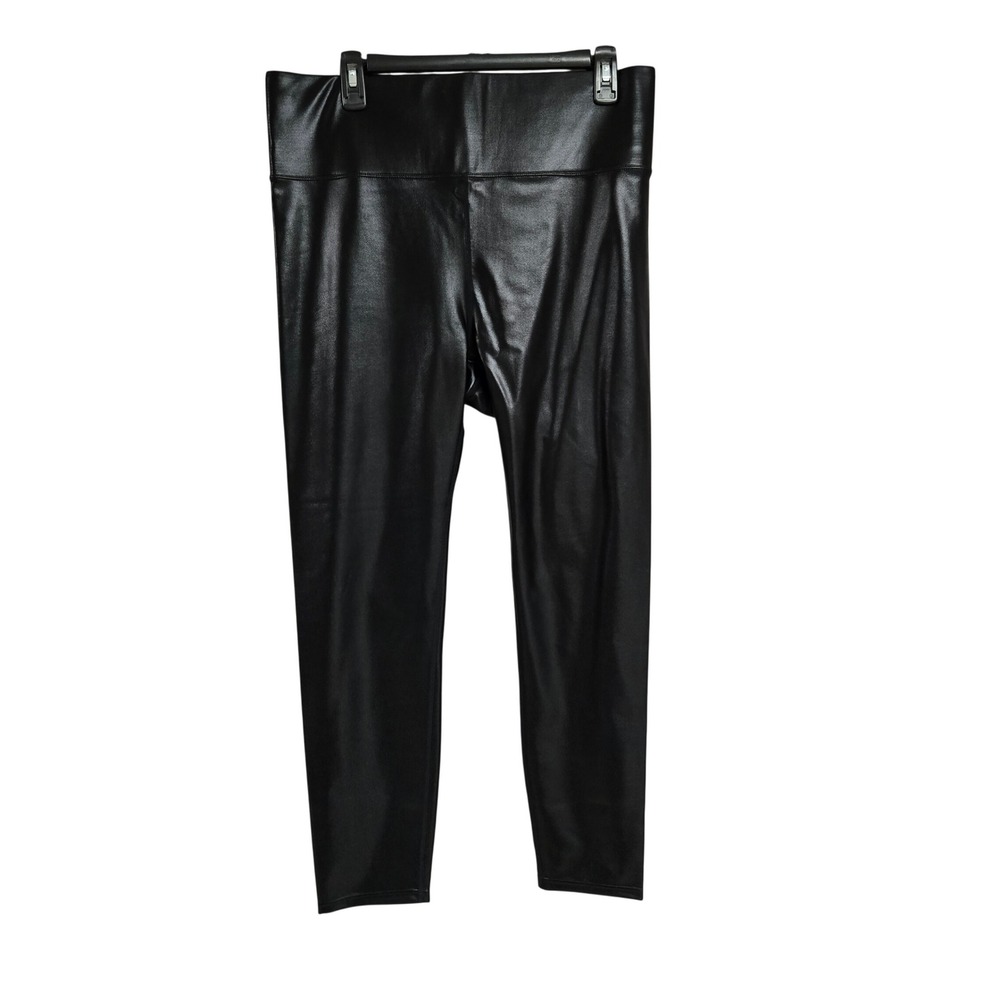 Knix HiTouch Faux Leather Leggings Shiny Black High Rise Stretch Slimming Sz XL
